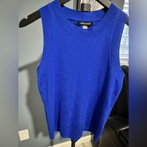 Cable & Gauge Vibrant Blue Sleeveless sweater Top